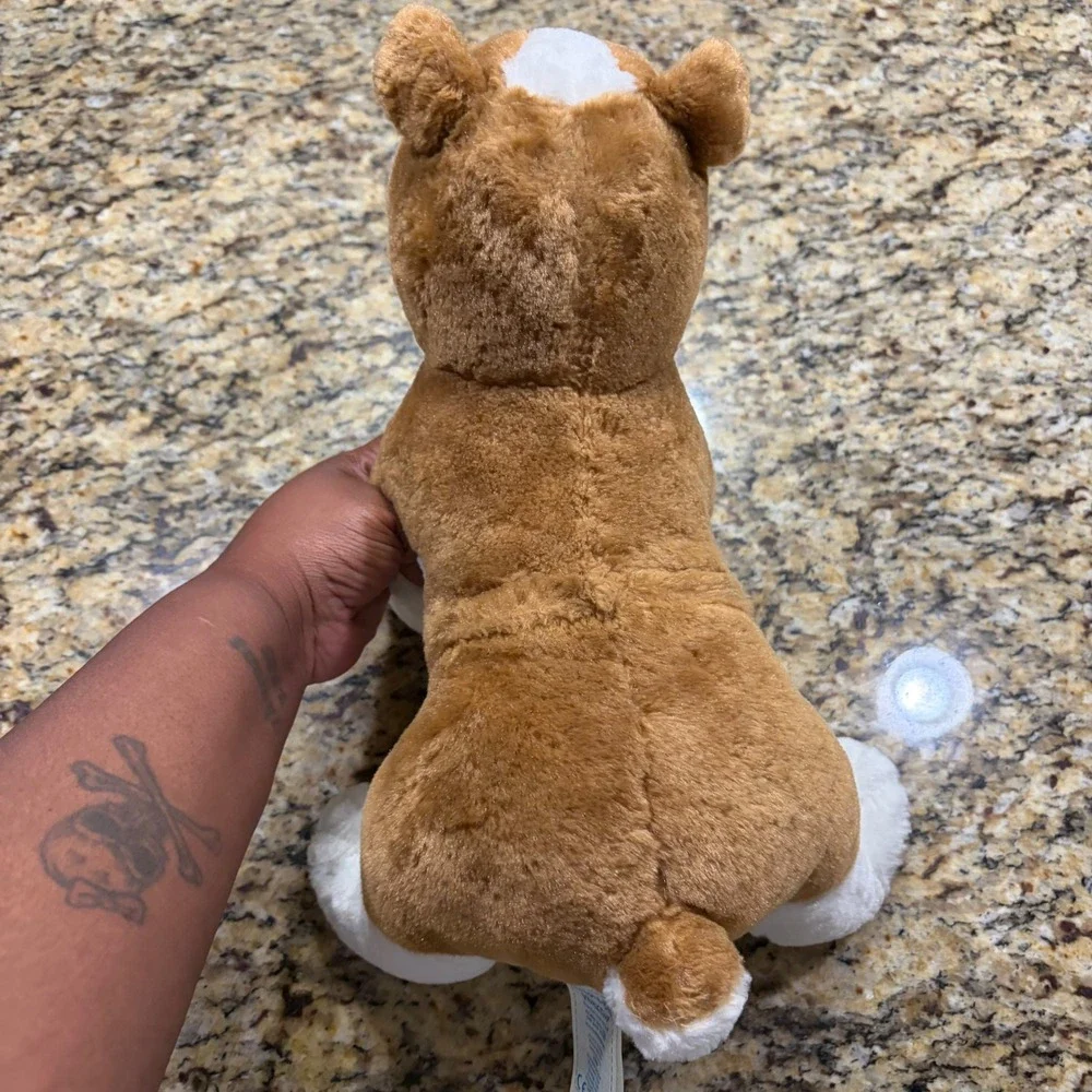 Build-A-Bear Workshop Brown White Bulldog Plush Stuffed Animal Standing 16 Inch